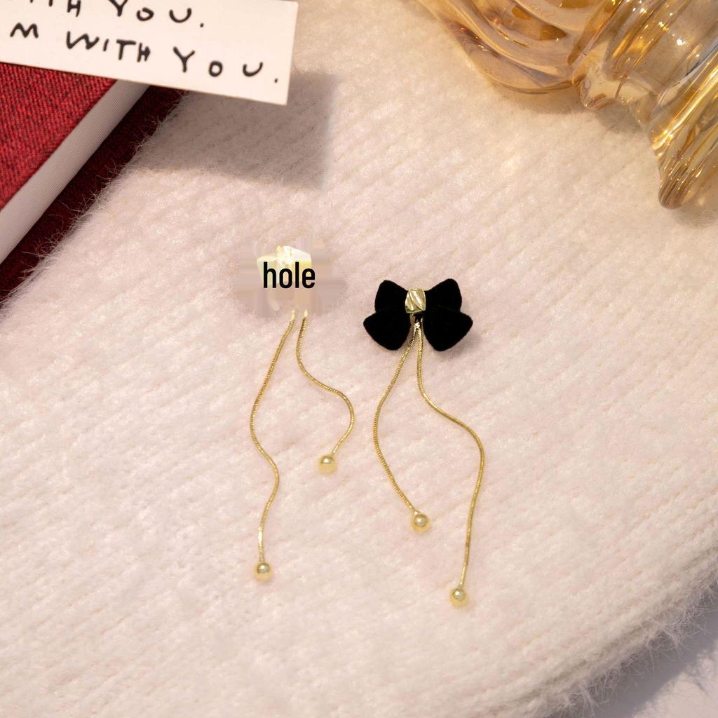 2024 Burgunderrote Ohrringe mit Schleife: Silbernadel, eleganter chinesischer Stil für Neujahr und Frühlingsfest