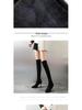 Women's Black Stiletto Over-the-Knee Boots with Velvet, 2025 Autumn/Winter Korean Style