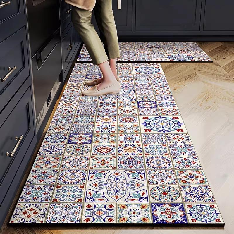 Kitchen Rug Long Carpet Absorbent Rug Non-slip Floor Mat American Style High-end Carpets Diatom Mud Mats Home Decoration Rugs