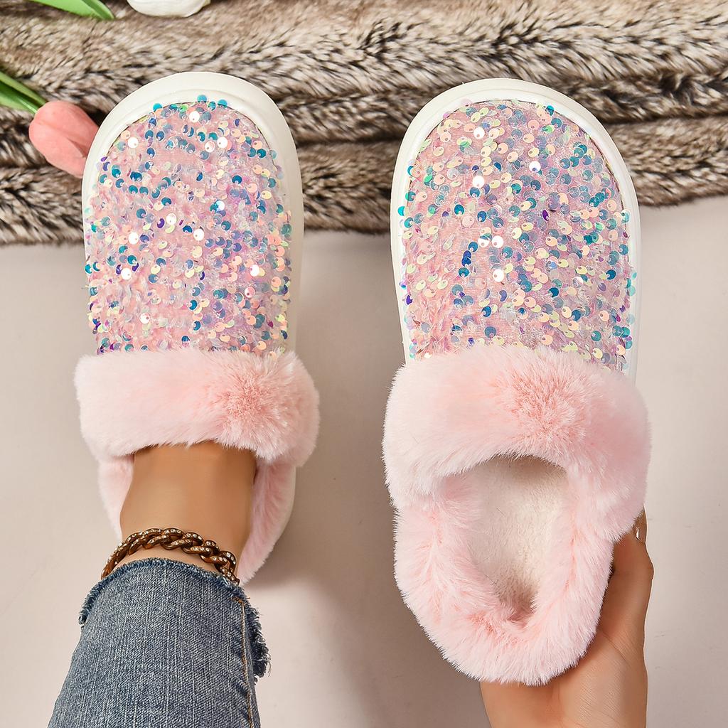 Fashion Women Snow Slippers Anti-slip Round Head Lining Light Winter Shoes Women Ankle Anti-slip Outdoor Fashion Slippers Slides Women