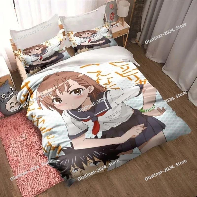 3D Print A Certain Scientific Railgun Sheets Bedding Set Duvet Cover Sheet Pillowcase Bed Soft Quilt Cover Full Queen King Size