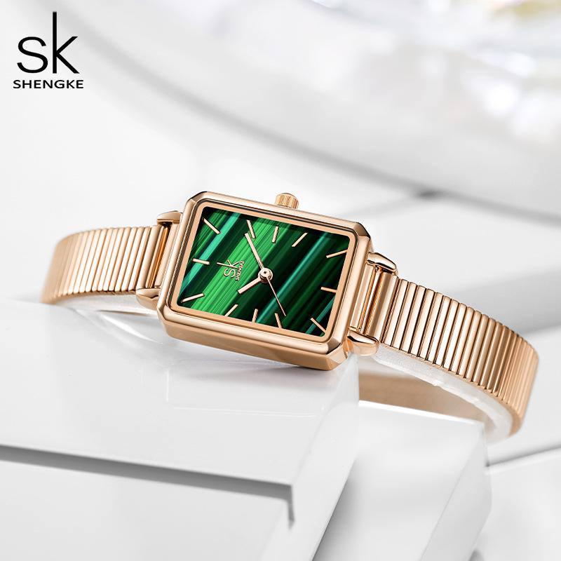 Watch Female Niche Premium Sense Square Watch Axiannu Green Watch Bamboo Strap Guangzhou Watch Watch 0177