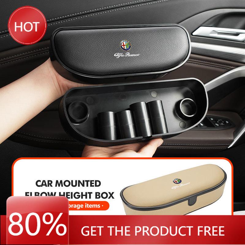 Hub Caps 2026 Hot Sticker For Alfa Romeo Leather Car Armrest Support Pad Elbow Rest Mat Door Arm Protect Pad GT Stelvio F1 BreraR