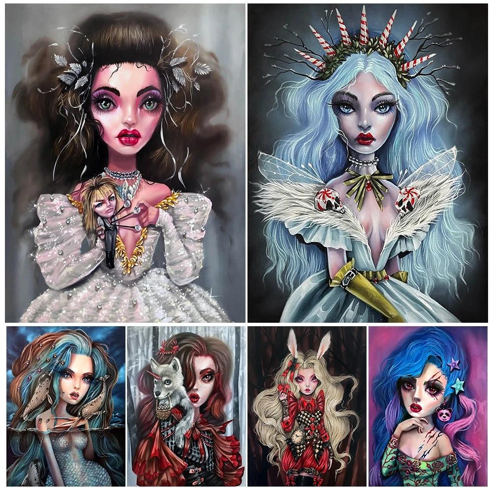 

Единорог Принцесса и Русалка Настенное Искусство Ангельское Сердце Холст Картина Готический Красивая Девушка Художественный Плакат и Принт Домашний Декор Без Рамки