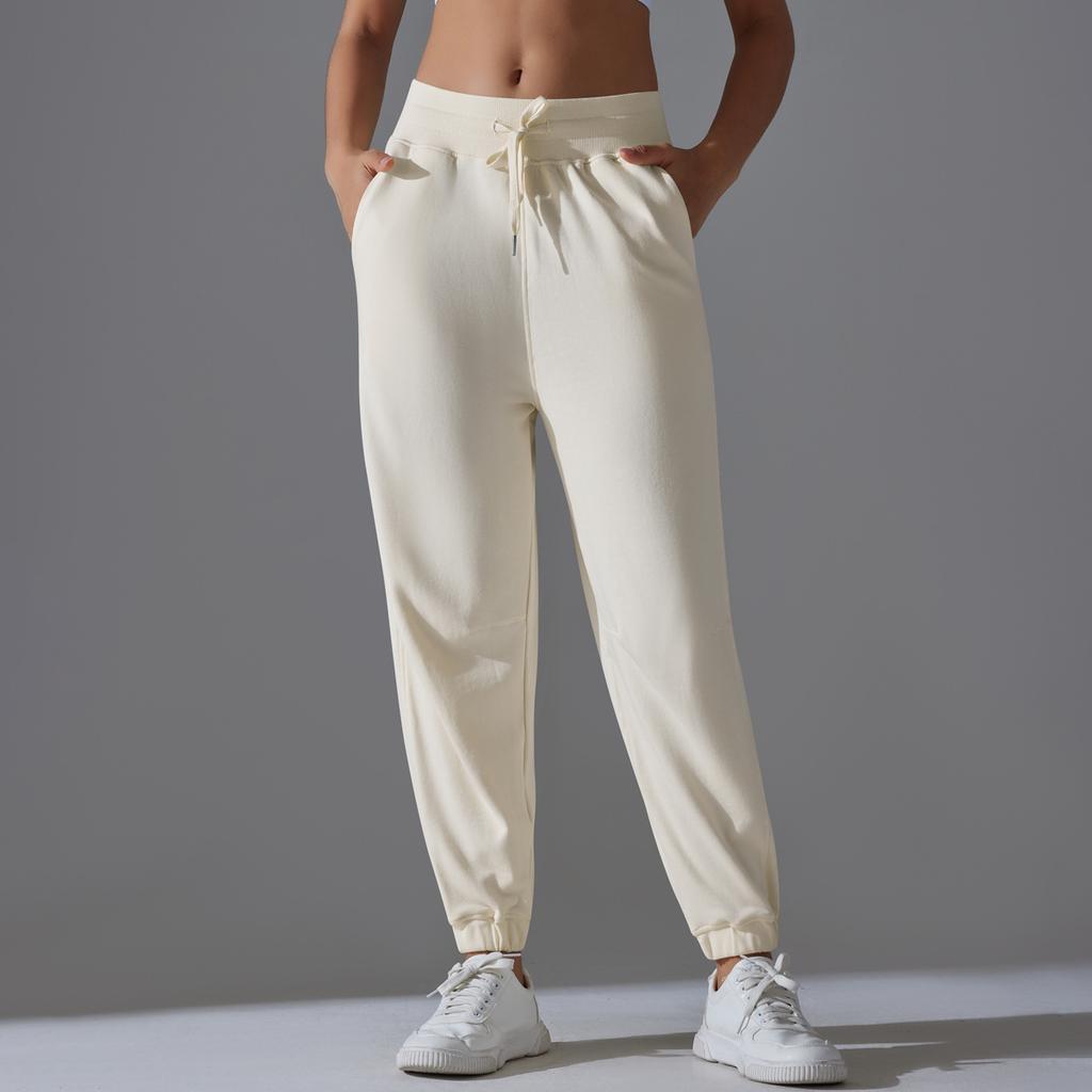 Women Drawstring Waist Sweatpants High Stretch Athletic Pants Breathable Loose Fit Yoga Joggers Ankle Length