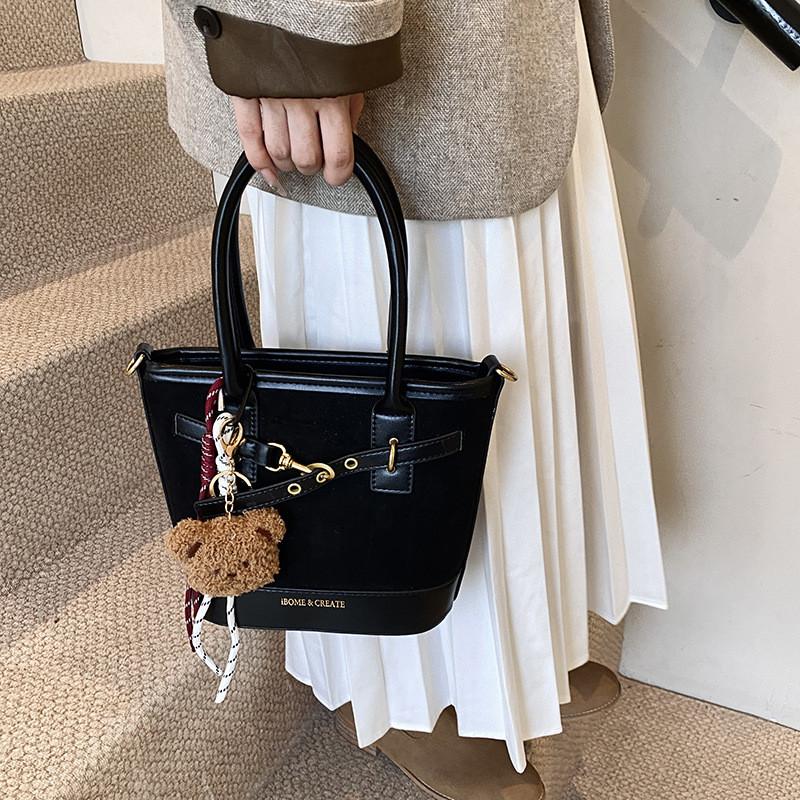 Ielgy Retro Niche Suede Female Bag All-Match Cross-Body Portable Bucket Bag