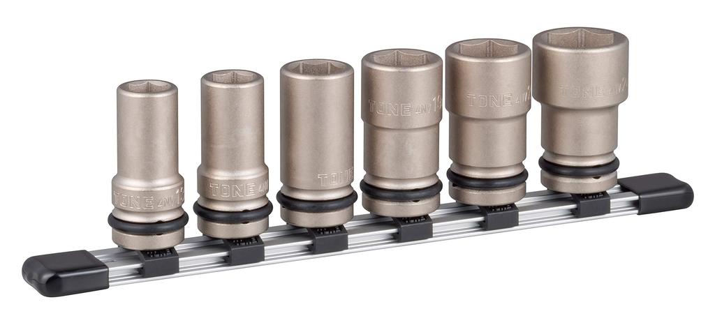 TONE Impact Long Socket Set Includes 6 Sockets (with Holder), HNV406L, 12.7mm (1/2") Drive,