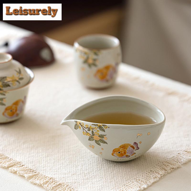 111ml Plant Ash Gold Osmanthus Fish Tea Pitcher Pour Tea Cha Hai Dispenser Justice Cup Green Tea Fair Mug Drinkware Accessories