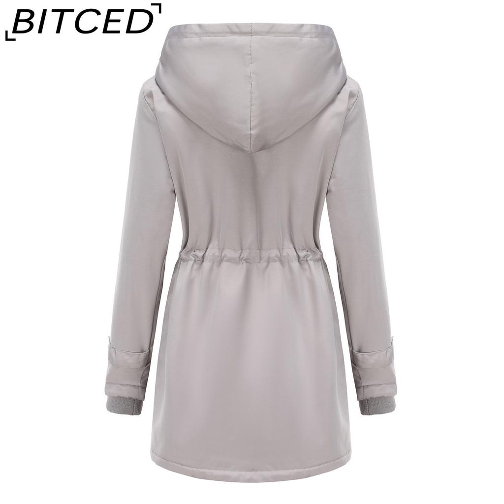 BITCED Autumn/Winter Detachable Fur Collar Women's Parka Long-Sleeved Hooded Cotton Coat Fleece Overcoat