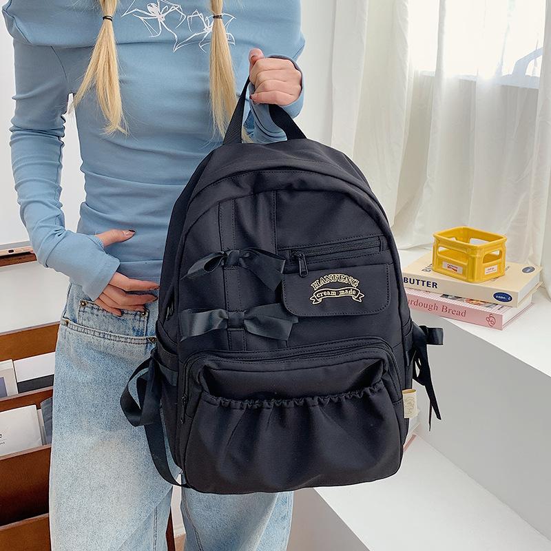 Schoolbag Backpack Women's Premium 1011 New Japanese School Bag Junior High School Girls College Student Bow Backpack