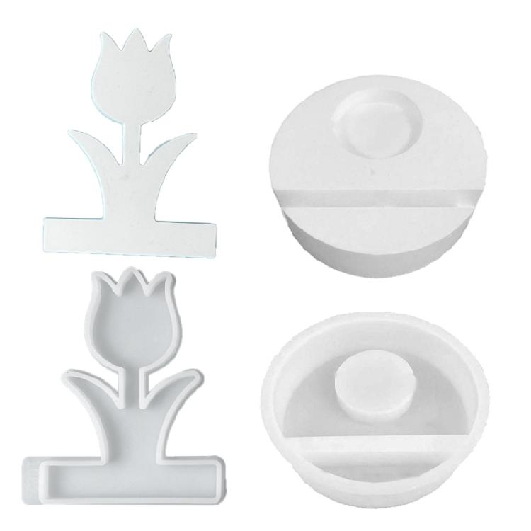 Flower Candle Holder Resins Castings Molds Tulips Candlesticks Silicone Molds