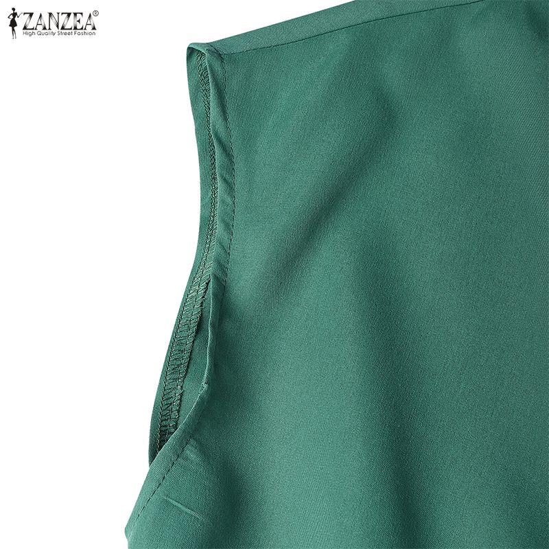 ZANZEA Women Casual V-Neck Loose Summer Short Sleeve Dress