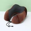 U-Shaped Memory Foam Neck Pillow with Buckle Design - Solid Color, Slow Rebound, Foldable for Office Naps