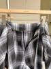 2026 Summer Women's Retro High-Waisted Plaid Skirt with Faux Two-Piece Design