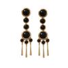 Palace style black resin inlaid with hammer patterned tassel chain earrings, suitable for daily use, parties, and photo shoots