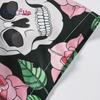Skull & Flower Print Men's Casual Short Sleeve Shirt, Men's Shirt For Summer Vacation Resort, Tops For Men, Gift For Men
