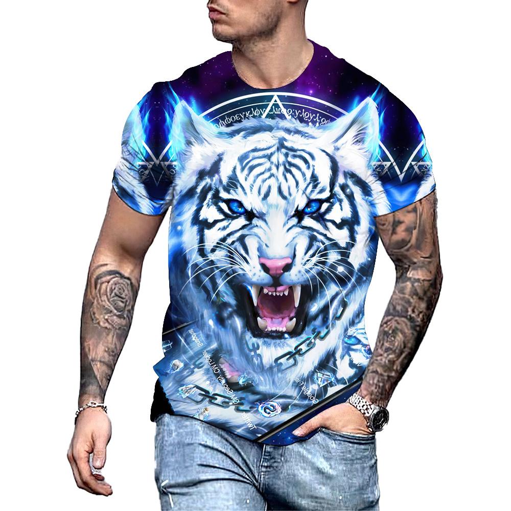 Pánske tričko Lion Fighting Tričko 3D Animal Beast Fierce Print Tričko s krátkym rukávom Oversized Tops Tričká Tričko Pánske značkové oblečenie