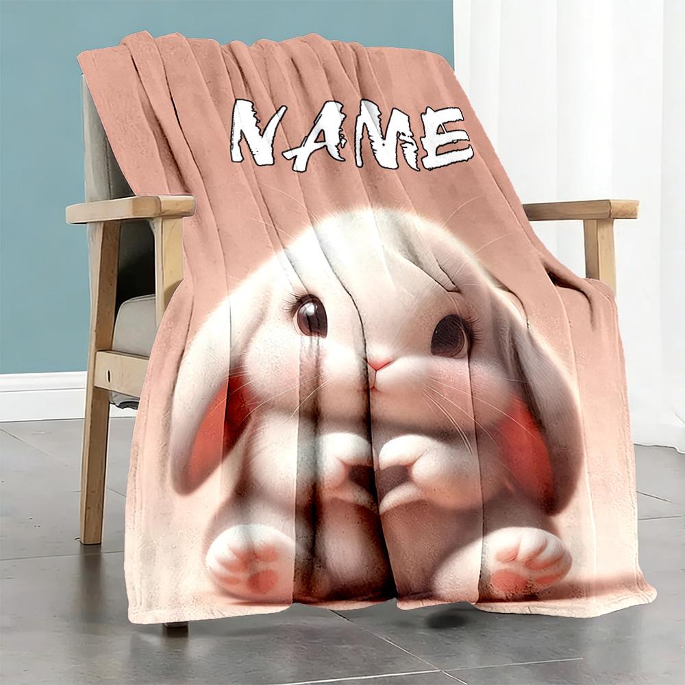 White Rabbit Customize Your Name Blanket Lightweight Customizable Blanket Durable Comfort Throw For Bedding Couch Office Chair Bed