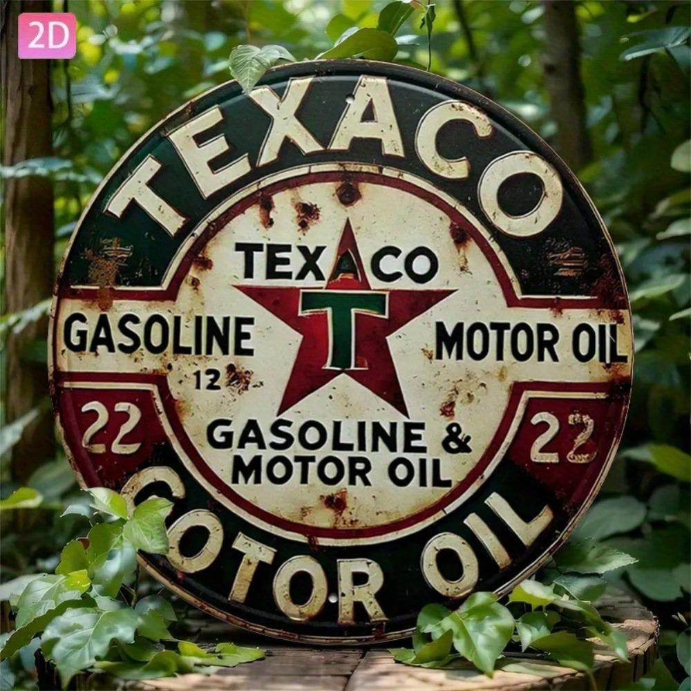Vintage Texaco Motor Oil Metal Tin Sign 8x12 Inch Retro Wall Art for Garage Bar Kitchen Decor