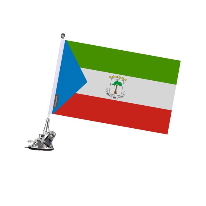Drapeau - PIXELFORMA - Guinée équatoriale - 27 x 35 cm - Mât en acier inoxydable - Impression recto/verso