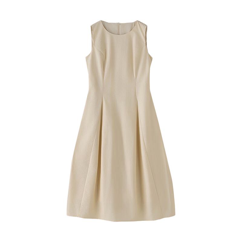 Chuyu Women's Wrinkled Texture Cinch-Waist Mid-Length Dress