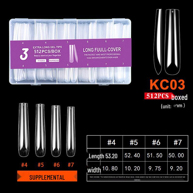 Extra Long Transparent XXL Ballet Trapezoid Nail Tips with Stickers