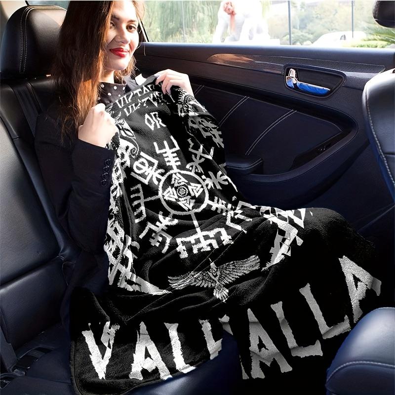 1pc Black Viking Soft Plush Blanket, Warm Blanket Living Room Blanket Bedroom Bed Sofa Picnic Travel Camping Car Sleeping Blanke