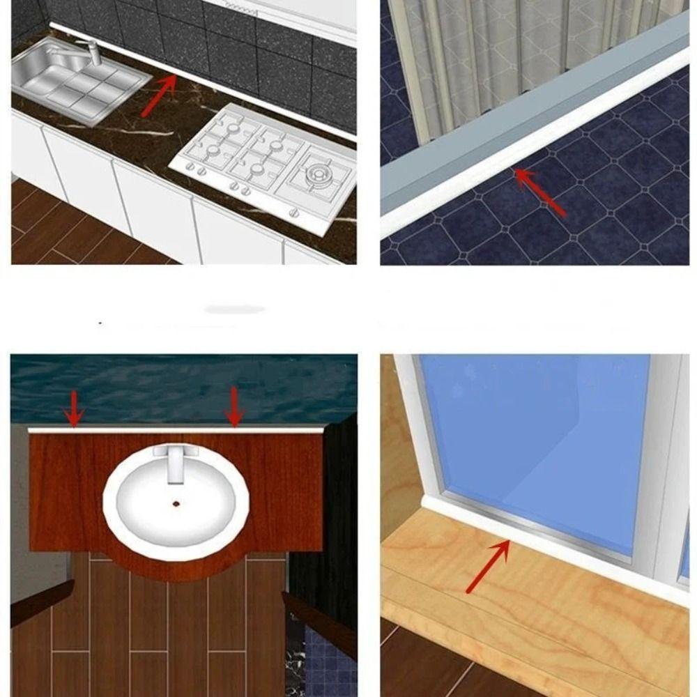 Self-adhesive Kitchen Countertop Separation Flood Barriers Water Retaining Strip  Bathroom