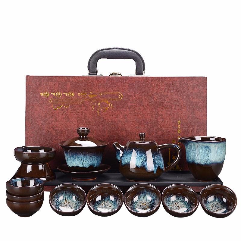 

Minguan Ceramic Kiln-Transformed Sand Gold 13-Piece Tea Set