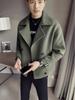 Men's Trendy Double-Breasted Woolen Trench Coat - British Style, Plus Size, Lapel Collar, Perfect for Fall and Winter.