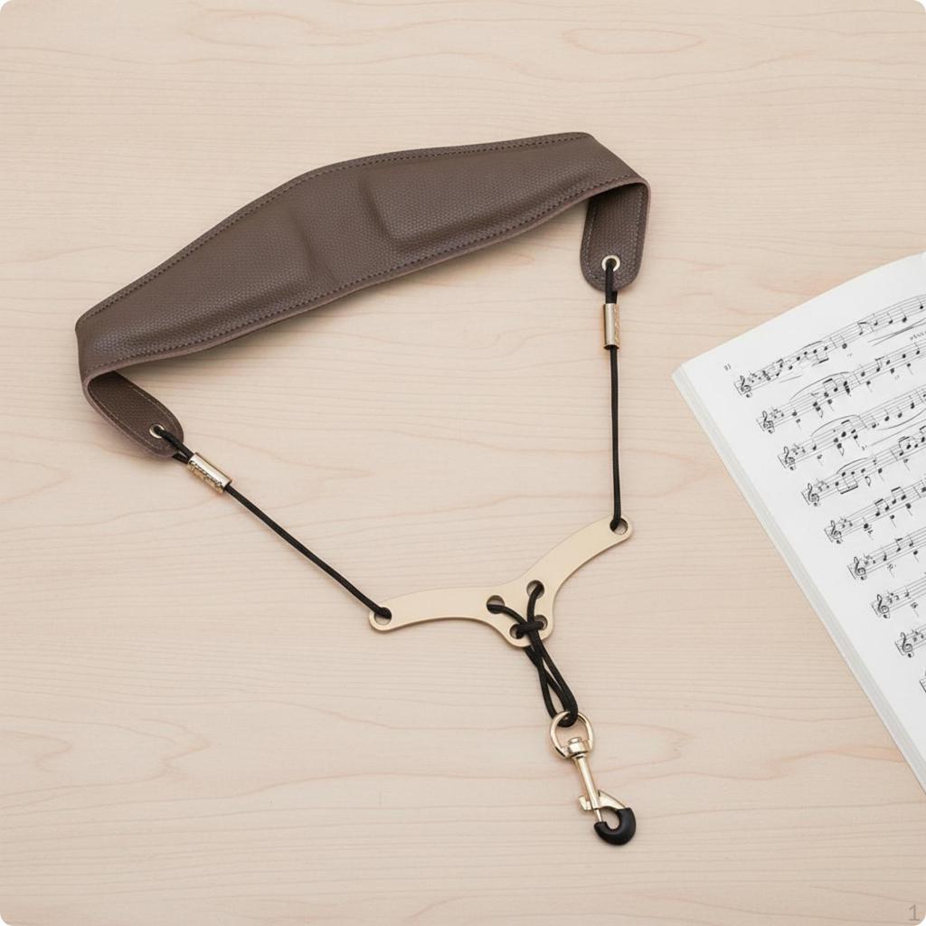 Saxophone Neck Strap with Metal Hook Adjustable Cord Design, Custom Fit, for Rehearsals Brown