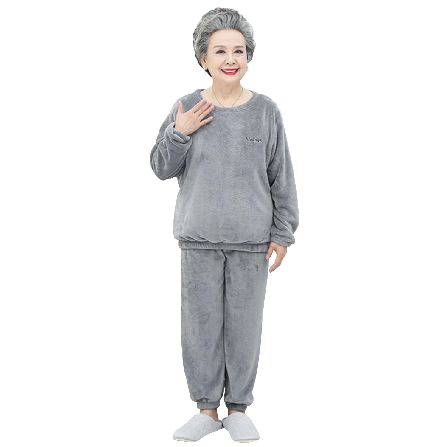 

Mskikefly для и Теплая Зима Свободные Длинные Длинные Мягкие и Новые Пушистые Флисовые Большие Размеры Женская Пижама, Домашняя одежда, Зима, Пожилые, Бабушки, серый