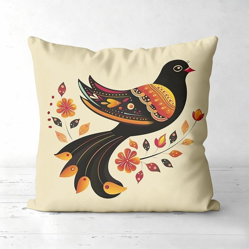 Colorful Bird and Flower Patterned Decorative Throw Pillows Polyester Pillowcase, Sofa Decorative Cushion Cov Headboard Pillow
