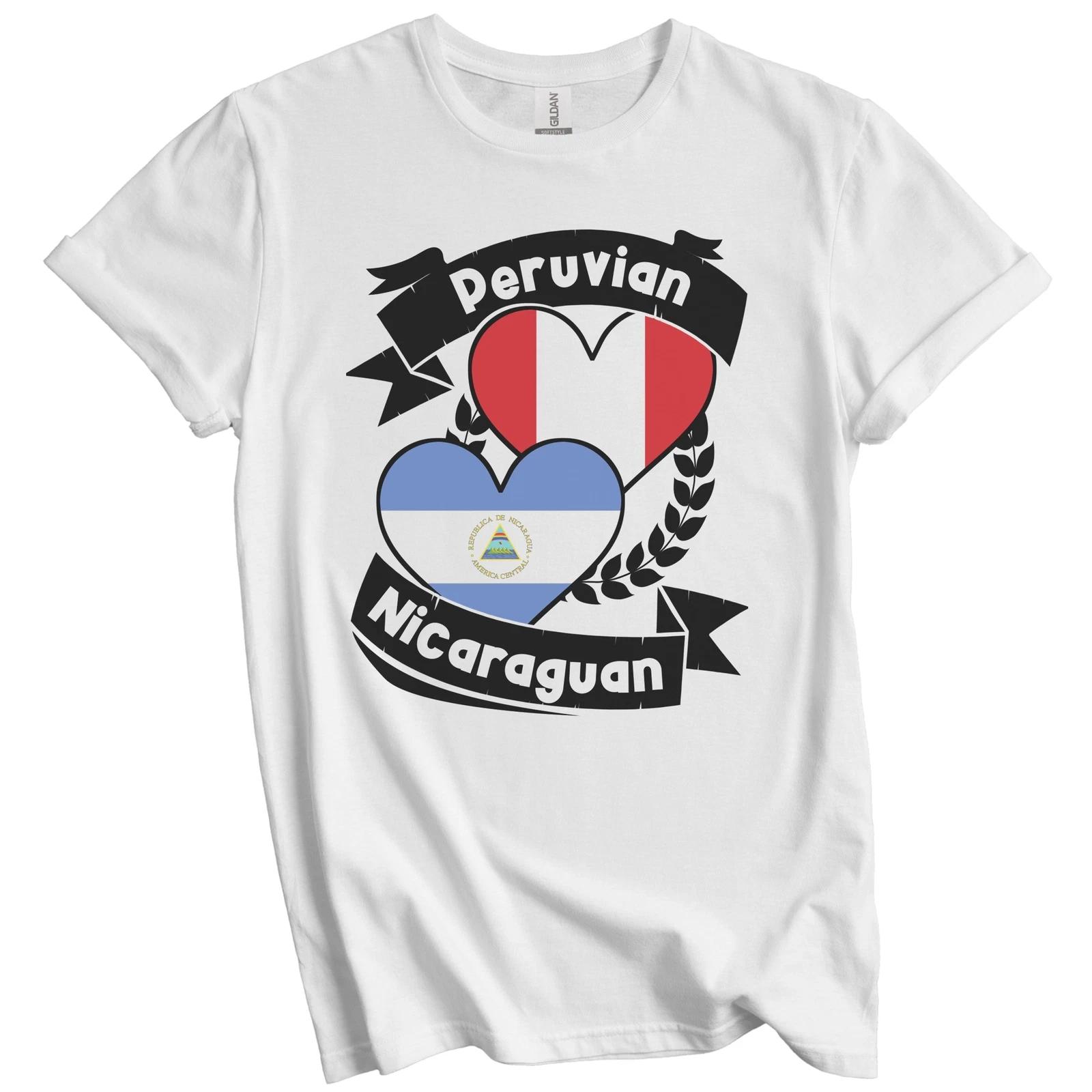 Peruvian Nicaraguan Heart Flags Peru Nicaragua T-Shirt S