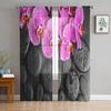 Flower Pure Orchid Water Surface Window Curtains Living Room Tulle Curtains Kitchen Decor Kids Room Curtain Window Treatment