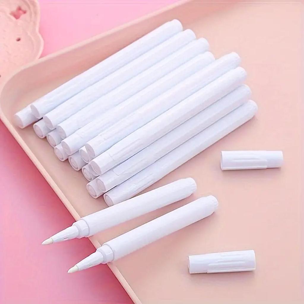 12pcs White Liquid Chalk Marker Pens, Dust-Free and Easy Erase Formula - Perfect for Teachers, Classrooms, and Pres