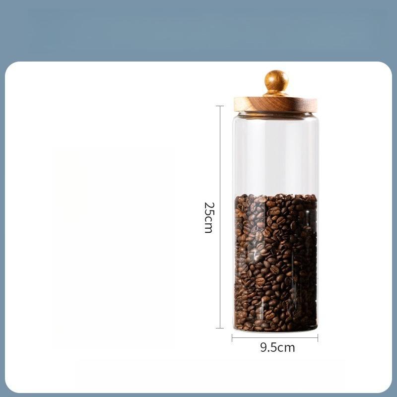 Food grade glass sealed jar wooden lid moisture-proof jar glass storage jar home tea jar wholesale storage jar