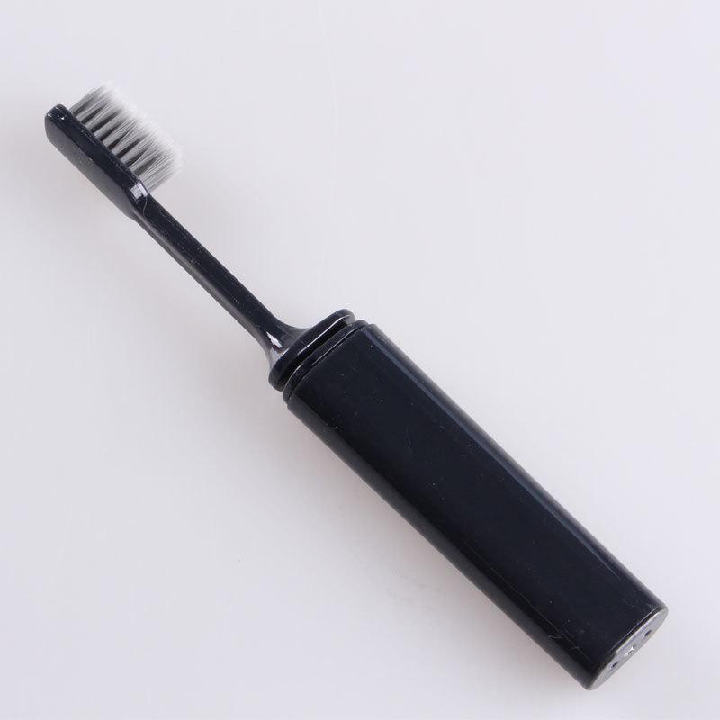 Brosse à dents de voyage portable en charbon de bambou à poils souples avec étui