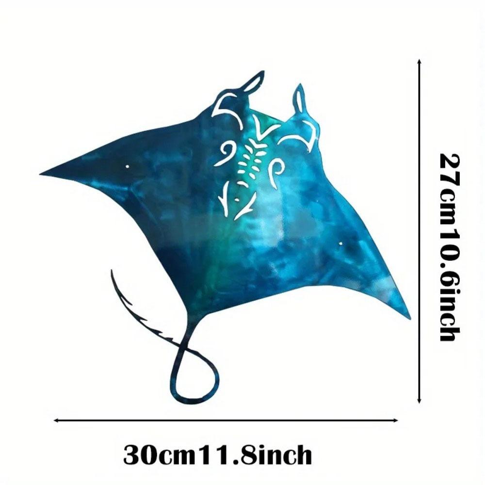 1pc Ocean-Inspired Metal Manta Ray Hanging Wall Art - Decor for Beach House, Baby Gift