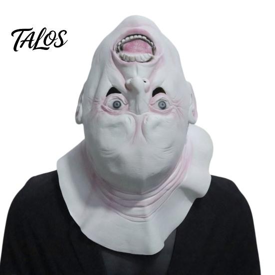 Scary Halloween Costume Accessory Upside Down Demon Latex Full Face Mask, Alien Cosplay Durable Mask Headgear, Creepy Prop for Party Escape Room Stage