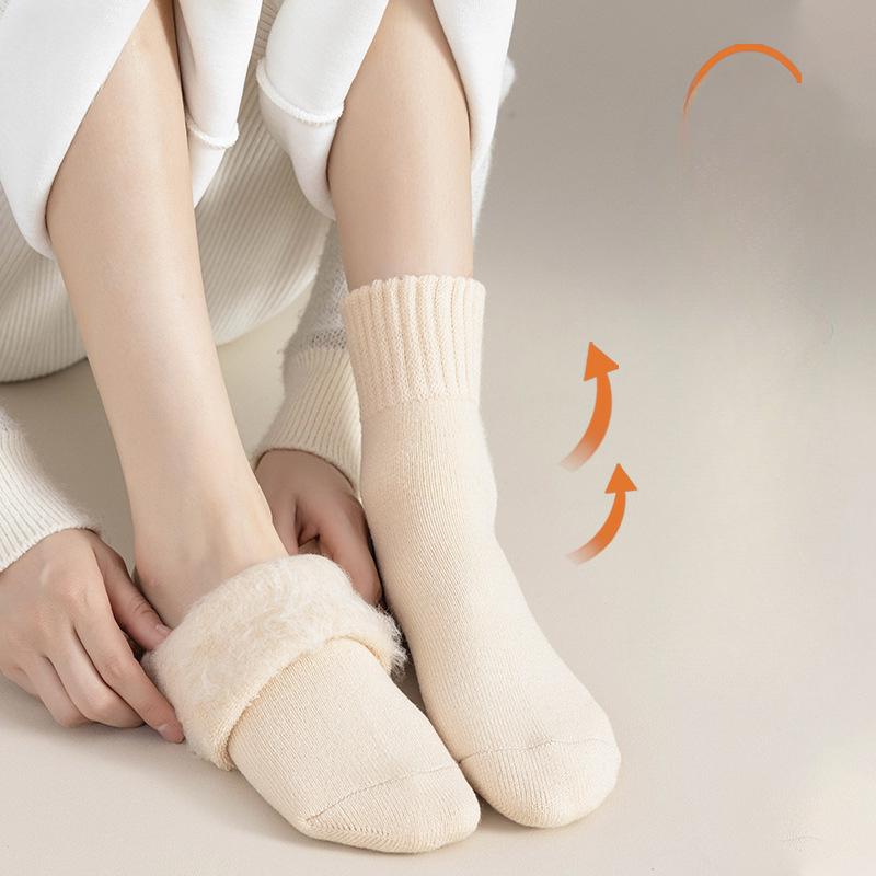 Thick Winter Mid-calf Fleece Socks for Women To Store Heat and Keep Warm During Sleep and Postpartum Care. Thick Winter Long Calf Socks for Women
