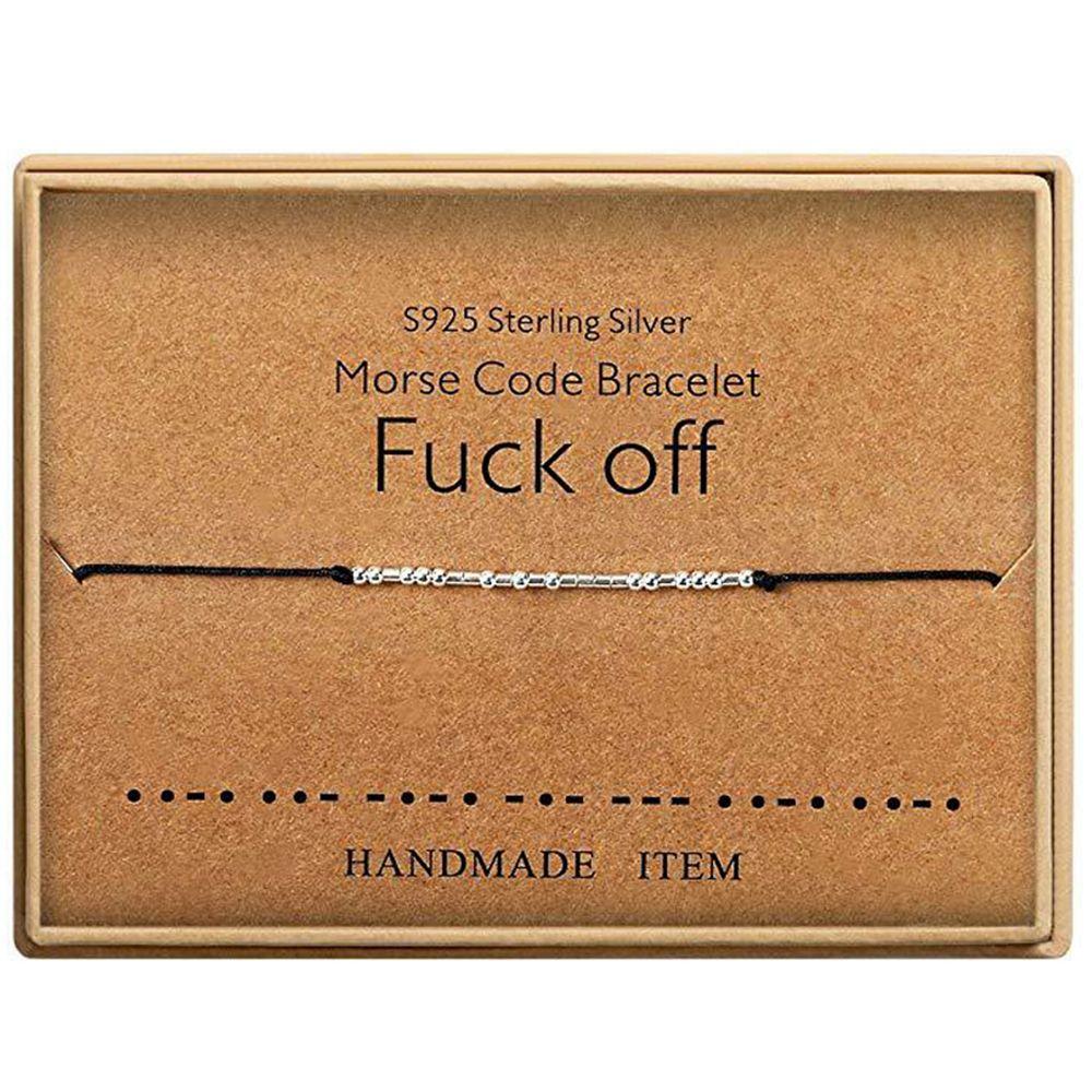 Gifts Beads Chain Silver Morse Code Bracelet Friendship Cuff Bangle Fuck Off I LOVE YOU BFF Ohana