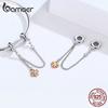 BAMOER 925 Stelring Silver Safety Chain Kitty Cat Four Leaf Clover Charm Fit Original Bracelet Jewelry
