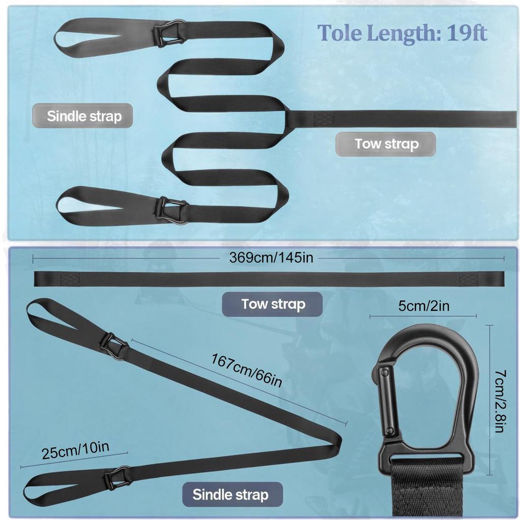 Tow Rope Heavy-Duty Safety Tool With Hook Sled Safety Snowmobile Tow Rope For Winter Off Road Adventures Camping Snowboards