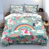 Fantasy Pink Unicorns And Rainbows Print Bedding Set 1 Duvet Cover 2 Pillowcases For Adult And Children Luxury Gift Full Size