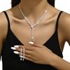 Jewelry Full Diamond Zircon Necklace Earrings Bracelet Ring Set Chain Wedding Dress Jewelry