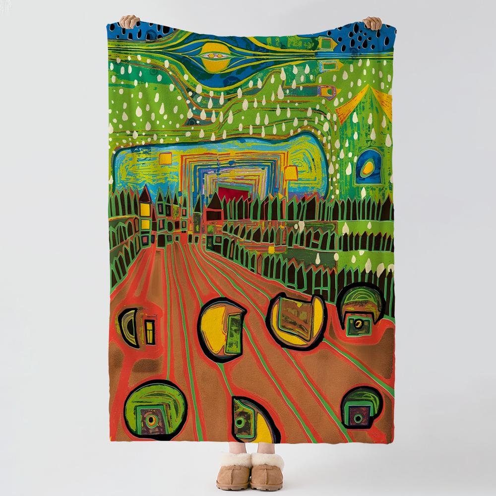 Κουβέρτα Friedensreich Hundertwasser Μαλακή Ζεστή Φανελένια Πολλαπλών Χρήσεων για Κρεβάτι Καναπέ Γραφείο Κλιματισμό Κουβέρτα για Ύπνο