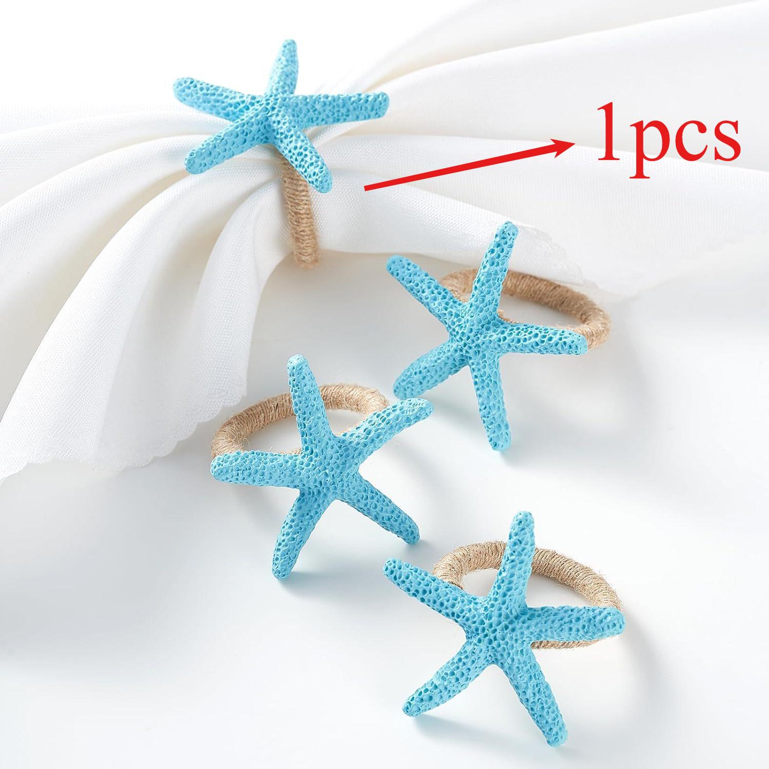 

1pcs Napkin Ring White Starfish Napkin Ring for Table Decor, Reusable Ocean Theme Weddings Dinners Banquets Seaside Party Decor