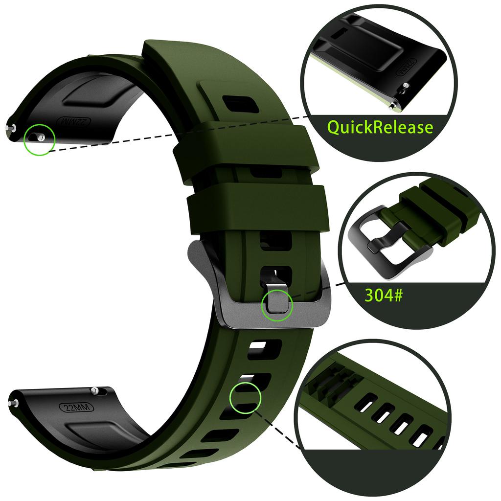 22mm Dual Color Silicone Strap for Samsung Galaxy Watch3 45mm/Watch 46mm/Gear S3 Classic Replacement Watch Band