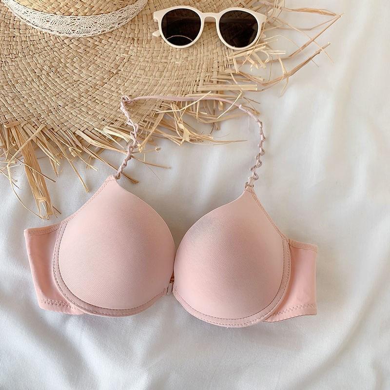 

Нижнее белье с открытой спиной и пряжкой спереди, бюстгальтер с глубоким V-образным вырезом для девочек, модный бюстгальтер с подвеской на спине 32# розовый